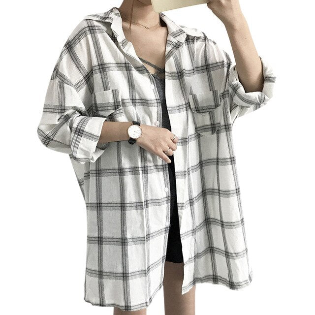 Melissa-Camisa larga a cuadros