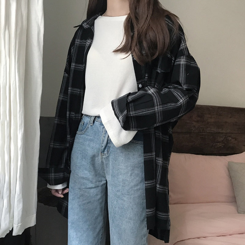 Melissa-Camisa larga a cuadros