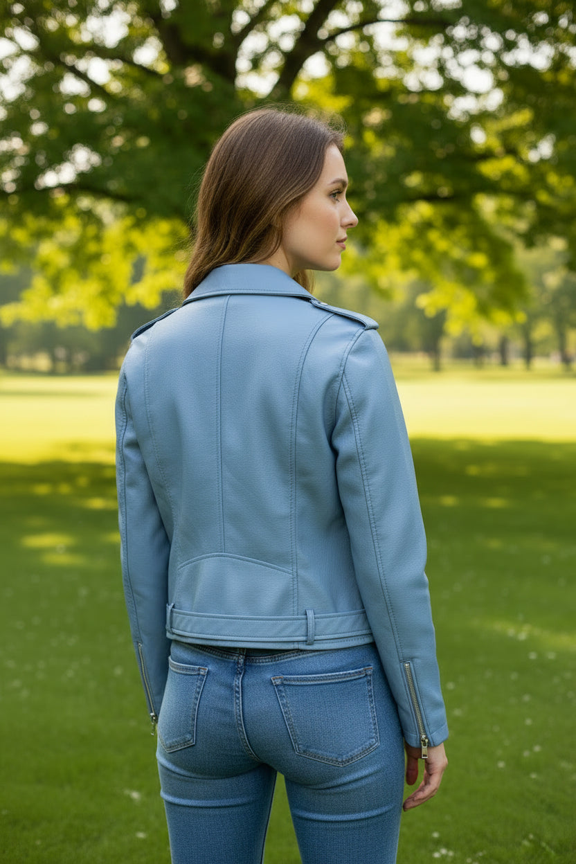 Chaqueta de cuero índigo
