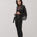 Helén-Chaqueta de cuero con flecos