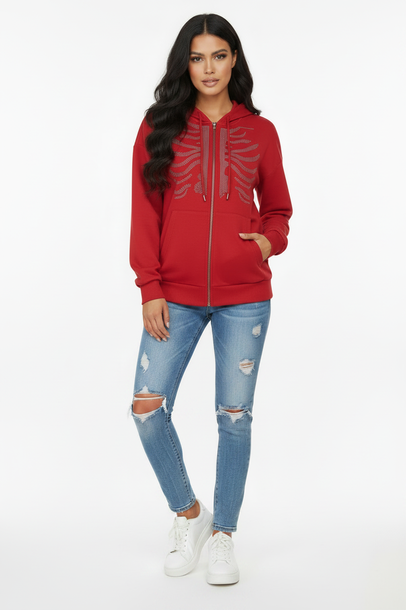 Sudadera con piedras sintéticas
