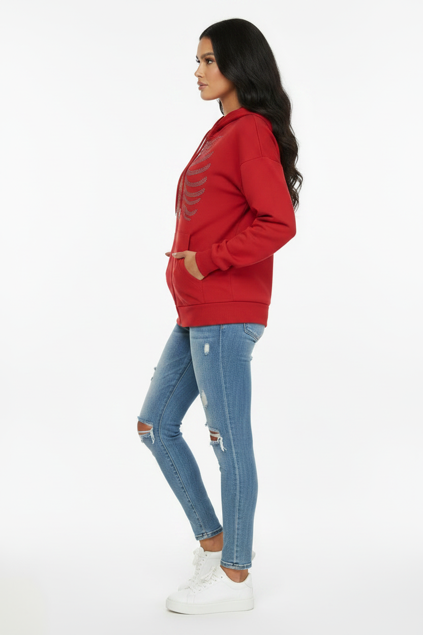 Sudadera con piedras sintéticas