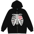 Sudadera con capucha con corazón de esqueleto